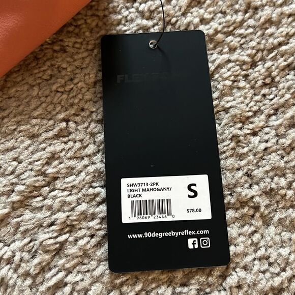 NWT High Waisted Athletic Shorts 90 Degree by Reflex women’s SM light mahogany - Picture 3 of 7